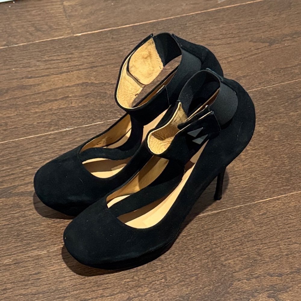 L.A.M.B. Black Suede Women's Heels Size 9.5